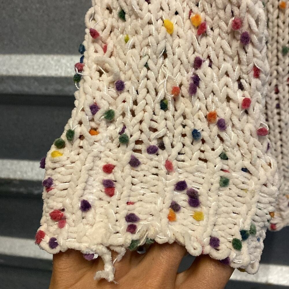 Mod Ref confetti multicolored pom Pom loose knit crew neck sweater - Picture 6 of 7